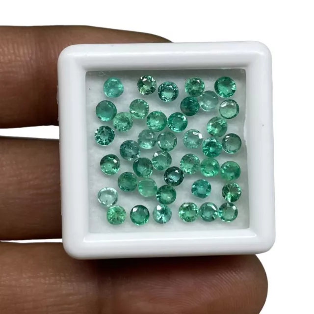 40 Pcs Natural Colombian Emerald 2.5-2.6mm Round Cut Loose Gemstones 3.60 Cts