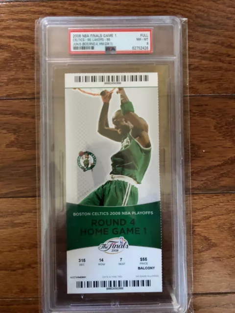 2008 NBA Finals Ticket Game 1 Full Boston Celtics PSA 8 NM-MINT Low POP!!!