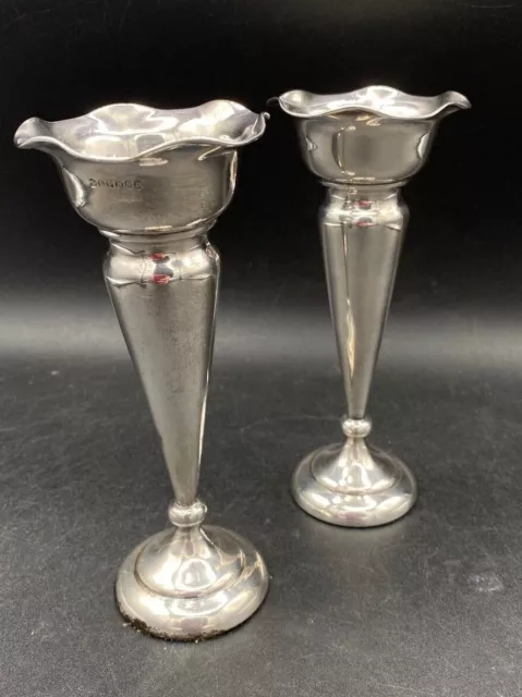 Vases Trumpet Posy - Vintage Spill Vase x 2 - 6" Silverplated EPNS Makers Mark