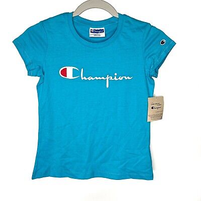 NWT Champion Aqua Blue Graphic Fitted T-Shirt Girl’s Size Medium