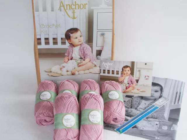 Anchor Creativa Fino - Häkelset für süße Babyjacke - Babywolle Baumwolle Fb423