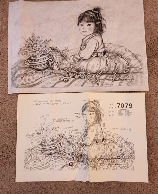 Gráfico TRI CHEM niño indio 7079 cuadro para pintar 19"" x 13"" niña nativa americana