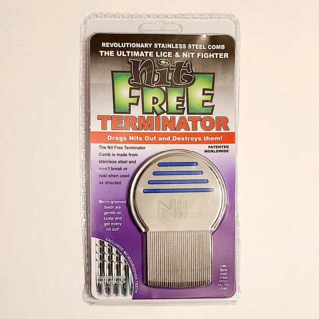 NEW Nit Free TERMINATOR Comb Head Lice Stainless Steel Gentle on Scalp Long Hair