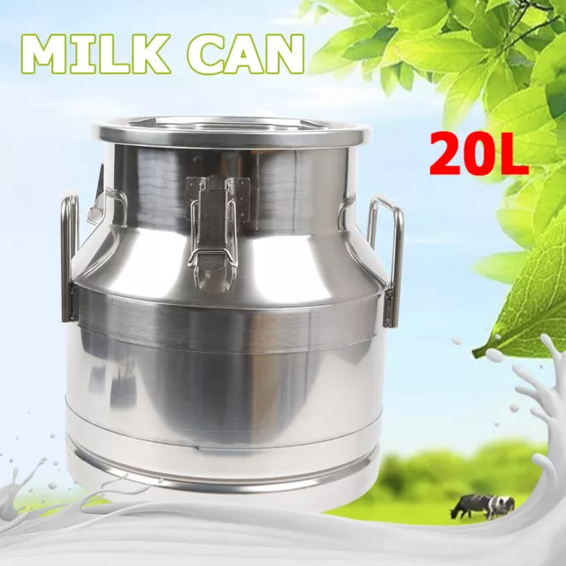 20 L Milk Can Stainless Steel Milk Storage Transport Bucket Silicone Seal NEW