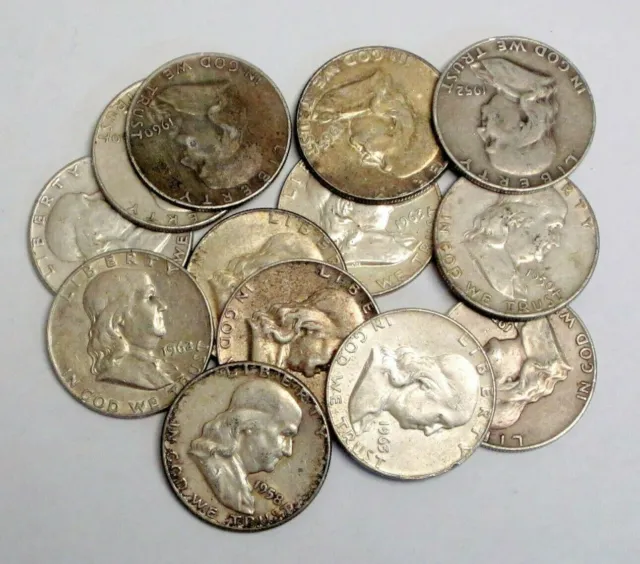 Roll of 20 Circulated 90% Silver Franklin Half Dollars