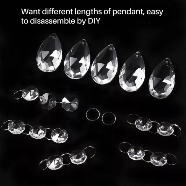 20Pcs Chandelier Crystals,Clear Teardrop Crystal Chandelier Pendants Parts Beads 3