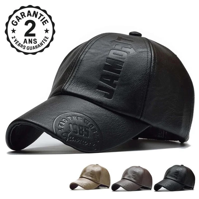 Casquette De Baseball En Faux Cuir PU - Réglable, Imperméable, Style Vintage - Pour Homme Et Femme