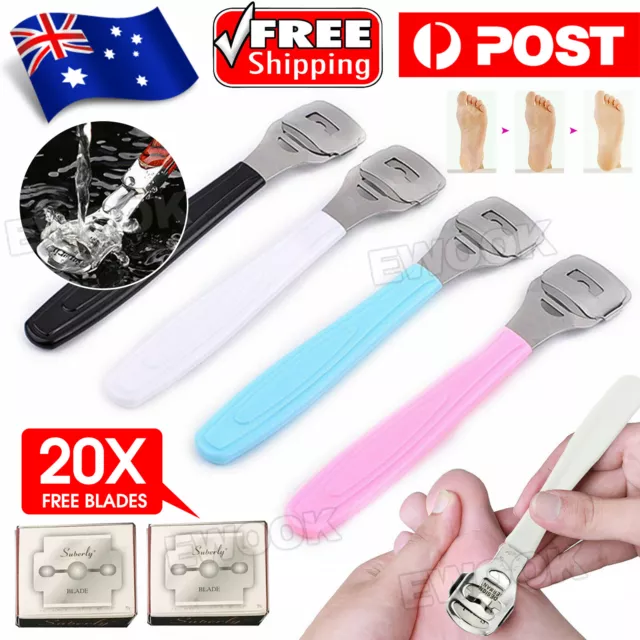 Foot File Hard Skin Remover Callus Shaver Corn Cutter Tool Pedicure + 20 Blades