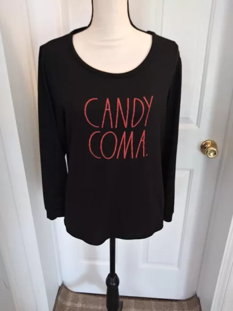 Rae Dunn Top Pajama Halloween Candy Coma Large Women Just top.