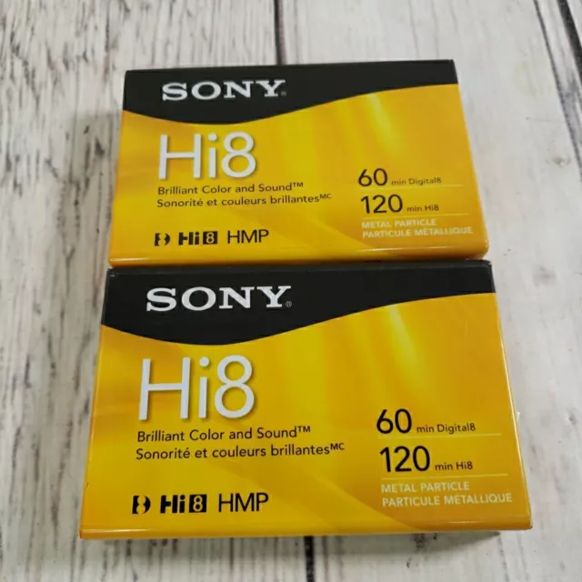 Sony Hi8 60 min Digital8 120 min Hi8 HMP Cassette Tape - 2 Pack Sealed P6120HMPR