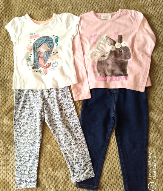 (464) girls bundle aged 2-3 years 2 x tops and 2 x leggings used