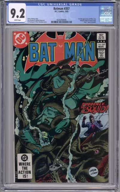 Batman #357 CGC 9.2 NM- Key 1st Jason Todd & Killer Croc cameo 1983 DC Comics