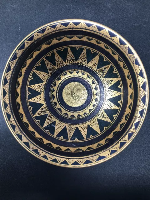 Mary Rich Geometric Patterned porcelain bowl Blue, Lilac & gold lustre #1059