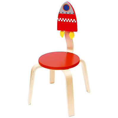 Silla de madera rayada diseño espacial cohete niños niños niños pequeños muebles para bebé