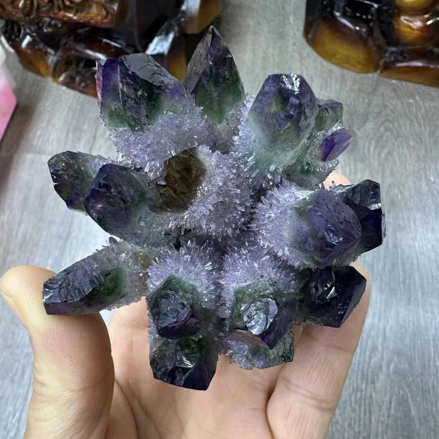 270g New Find Amethyst Phantom Quartz Crystal Cluster Mineral Specimen Healing