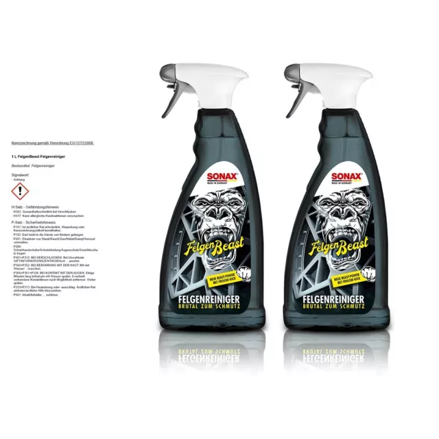 2x 1 L LITER SONAX FELGENBEAST FELGENREINIGER RDKS ALUFELGE STAHLFELGE 50036401