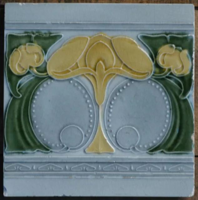 Antique -Art Nouveau- European - Majolica Tile C1900