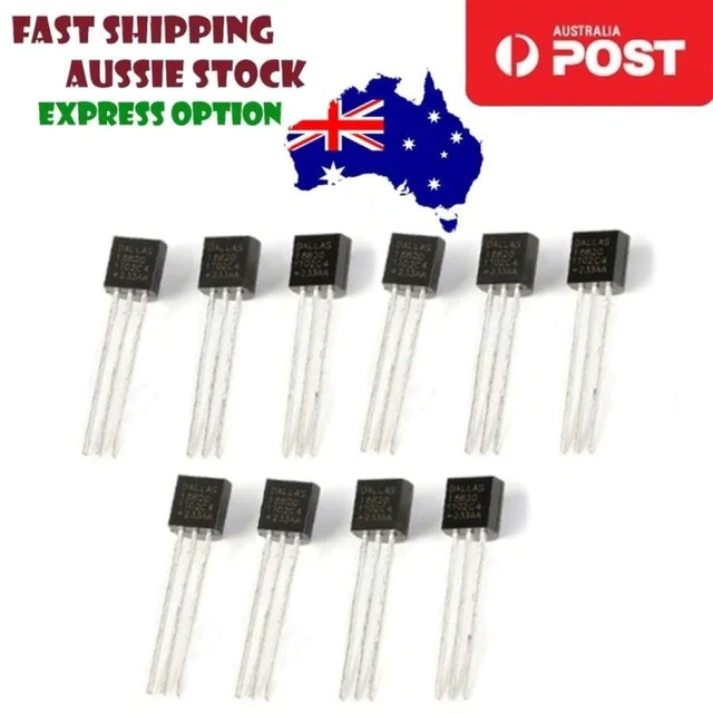 5 Pezzi Sensore Di Temperatura DS18B20 TO-92, Termometro Digitale 1-Wire, Interfaccia Unica, Preciso ±0.5°C - 2