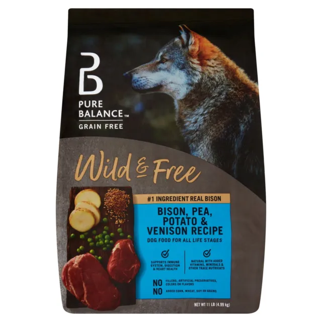 Pure Balance Wild & Free Bison Pea Potato&Venison Recipe Dry Dog Food Grain Free