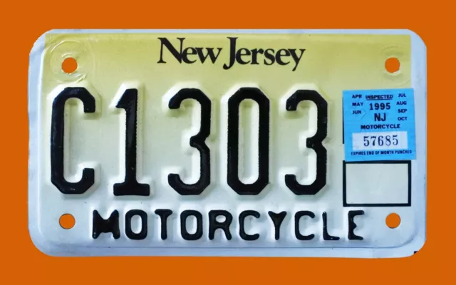 1995 New Jersey Motorcycle Cycle License Plate " C 1303 " Nj  Goldfinch Reflect