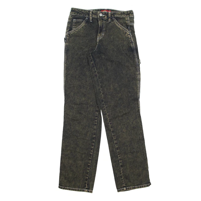 Jeans DICKIES Carpenter Bianca Lavati Denim Neri Dritti Donna W25 L31