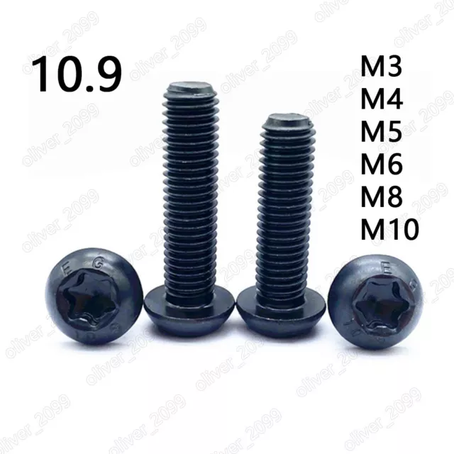 M3 M4 M5 M6 M8 M10 Black Alloy 10.9 Steel Torx Button Head Torx Screws Bolts