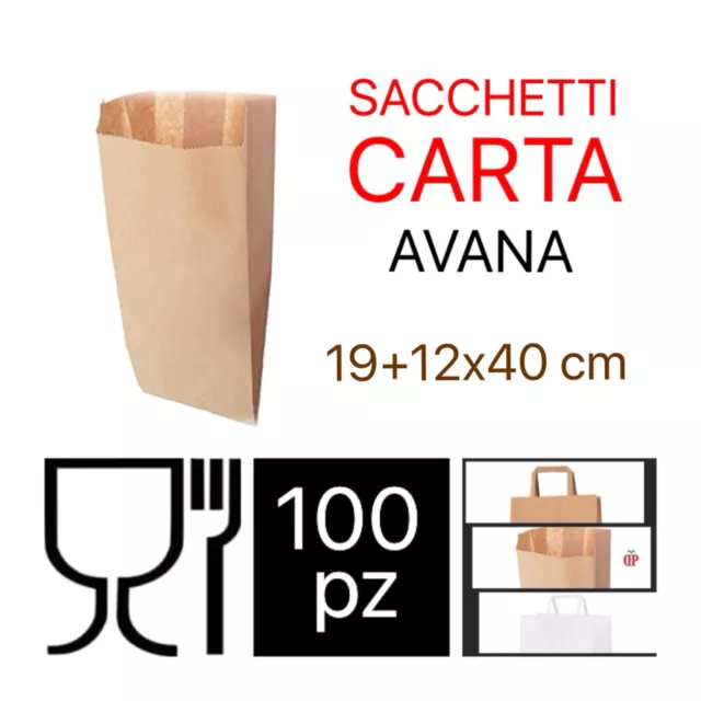 1 KG SACCHETTI DI CARTA AVANA 19x40 cm PER ALIMENTI IN SCATOLA DI CARTONE