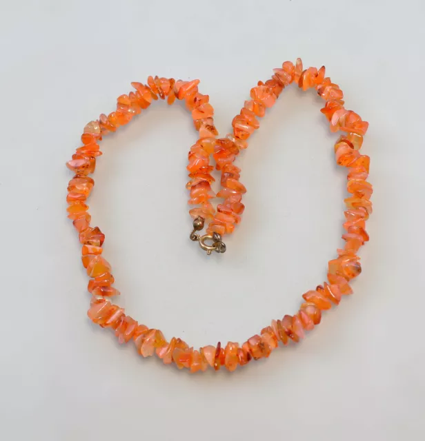 9125351 Naturstein-Kette Collier Agate Orange-Farben L43cm