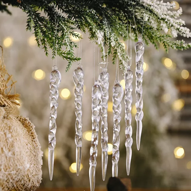 24pcs Glas Eiszapfen Ornamente-Winterdekorationen Für Weihnachtsbaum 13 * 1cm DE