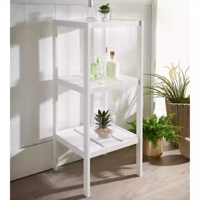 Bathroom Shelf 3 Tier Shelving Rack Unit White Display Stand Home Storage