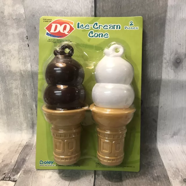 DQ Dairy Queen 2 Ice Cream Cones Chocolate Vanilla  Boley Play Pretend Fake Food