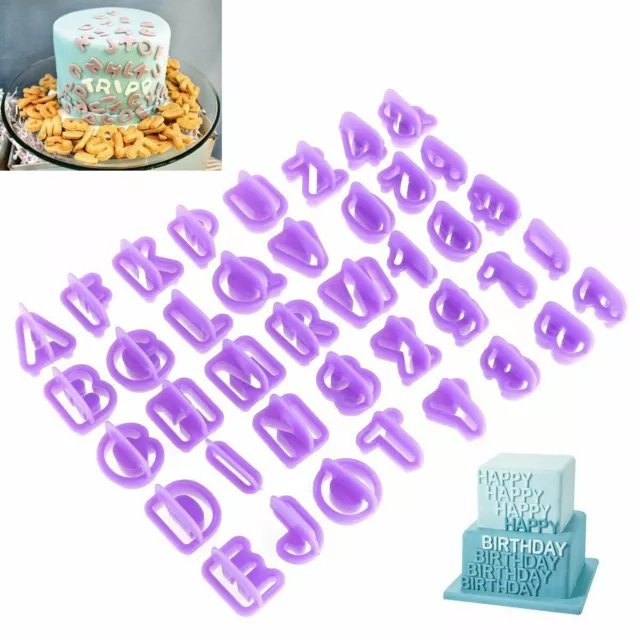 40 Pcs Fondant Cutter Alphabets/Letters/Numbers Cake Cookie Icing Moulds UK