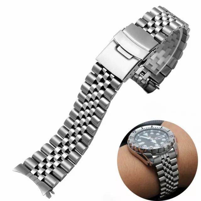 Curved End Jubilee Watch Band Wrist Strap Bracelet 18 19 20 21 22 24 26 28 30mm