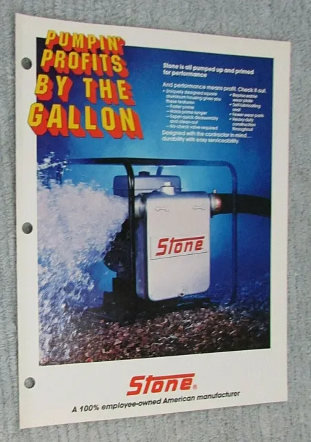 Vintage 1988 Stone Construction Equipment Pumps Old Unused Brochure FREE S/H