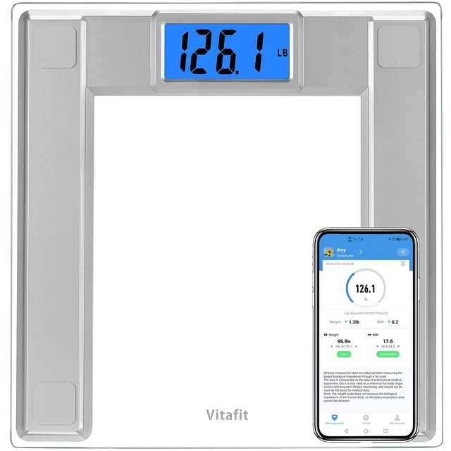 Escalas de baño de capacidad extra alta Vitafit 250 kg peso digital con IMC, inteligente