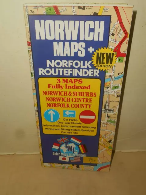 NORWICH Maps & Norfolk Street Index Route Finder 1981 Travel Brochure ENGLAND