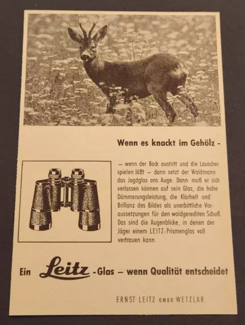 129) Ernst Leitz GmbH Wetzlar Fernglas Feldstecher Werbung Reklame 1959