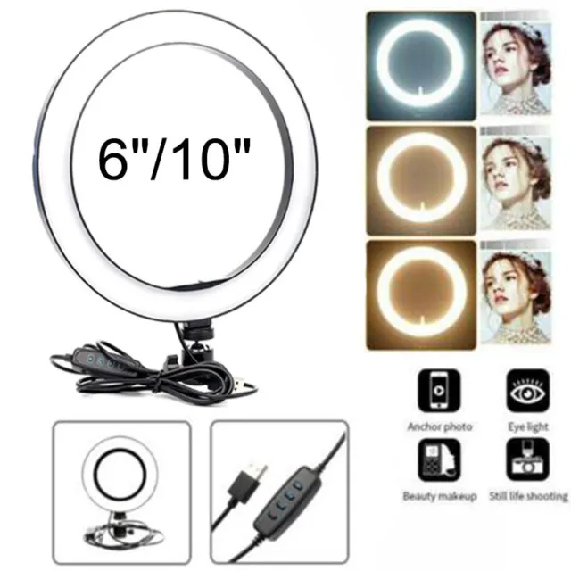 LED Ring Light Dimmable Lighting Kit Phone Selfie Tripod Makeup Live Lamp6"/10"