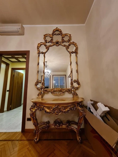 CONSOLE STILE Barocco con piano in marmo da sostituire