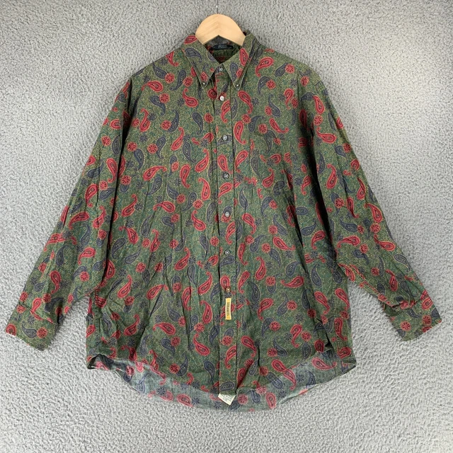 VTG BD Baggies Men’s Large Paisley All Over Print Shirt Retro Steetwear 80s USA