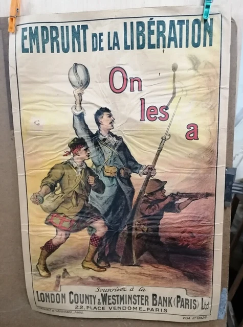 Affiche Ancienne  Emprunt Liberation London County & Wesminster Bank F Buisset