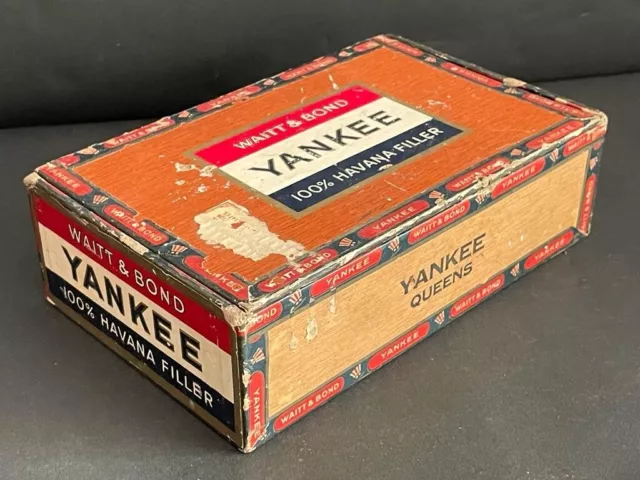 Vecchio Vintage Yankee Waitt & Bond Havana Filler Sigari Adv Cartone Scatola,USA 3