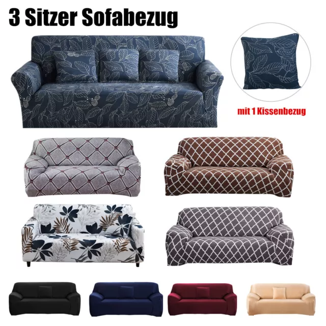 3 Sitzer Elastischer Sofabezug Sofahusse Strech Sofa Couch Cover mit Kissenbezug