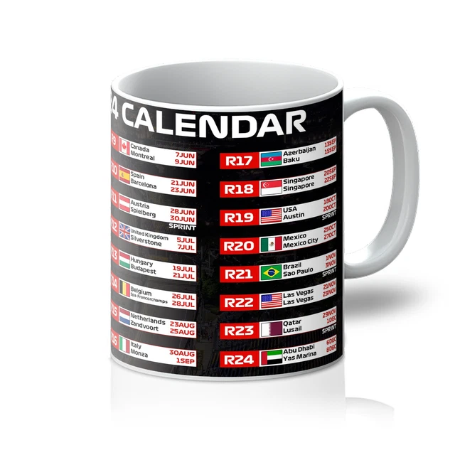 2024 SEASON F1 Race Calendar Schedule Mug Cup Formula One Gift 11oz £14
