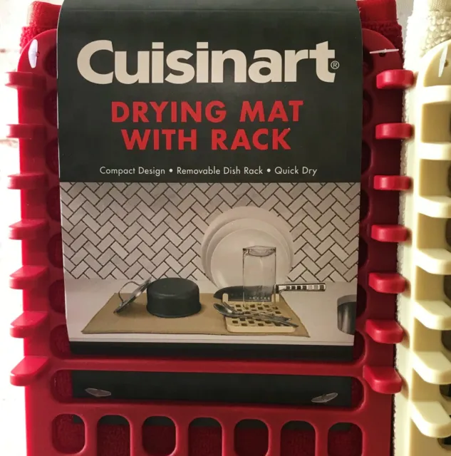 Cuisinart Dish Microfiber DRYING MAT + Dish Rack 18x16 CHOOSE Red Gray Cream