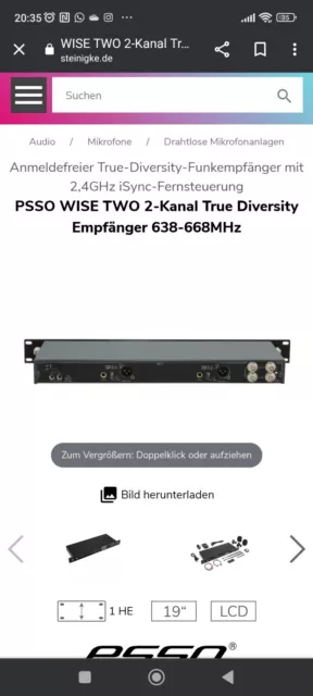 PSSO WISE TWO 2-Kanal Micro im Frequenzbereich 638-668 MHz  3