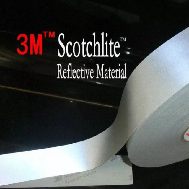3M HI VISIBILITY REFLECTIVE SEW ON TAPE, 1" or 2", SILVER, CHOOSE LENGTH NEW !!