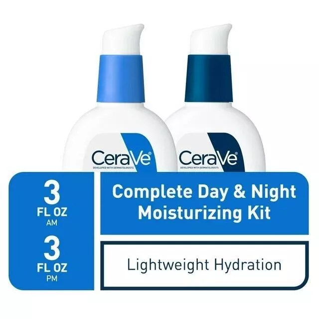 CeraVe AM/PM Facial Moisturizing Lotion Skin Care Set Ultra Lightweight 3oz New~