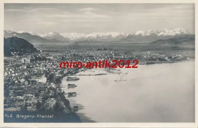AK, Foto, Bregenz - Rheintal, Panorama mit Bodensee, ca 1920; 5026-80
