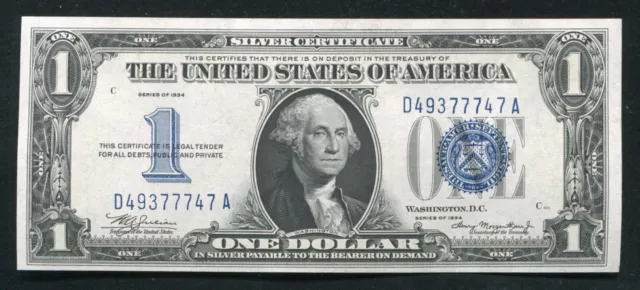 Fr. 1606 1934 $1 One Dollar “Funnyback” Silver Certificate Gem Uncirculated